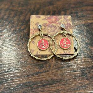 NWT! Print Anchor Gold Color Earrings